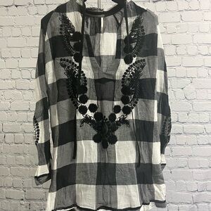 Free People Buffalo check tunic size S
